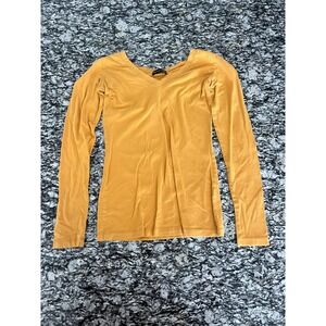 Popular 21 Blouse Top Womens Small Mustard Yellow V Neck Everyday Wear Shirt